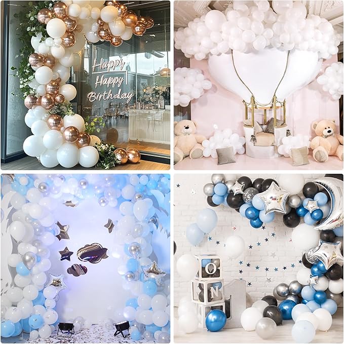RUBFAC 87pcs White Balloons Different Sizes 18 12 10 5 Inches for Garland Arch, Premium Party Latex Balloons for Birthday Party Wedding Anniversary Baby Shower Party Decoration