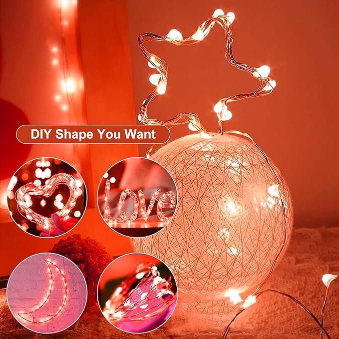 Fairy Lights,Silver Wire String Lights Waterproof,Battery Operated 7FT 20LED Firefly Starry Moon Lights for DIY Christmas Wedding Party Bedroom Decor (Orange, 50 Pack)