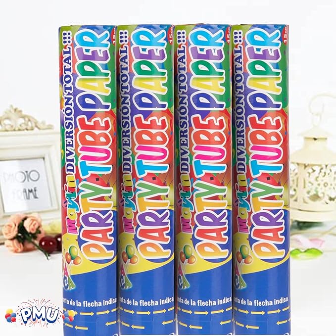 PMU Cannons Party Poppers - Confetti Blaster for Drive-by Birthdays-Celebrations, Graduation, Wedding, Christmas, New Year’s Eve - Party Poppers Confetti Shooters - 12 inch, Pkg/1