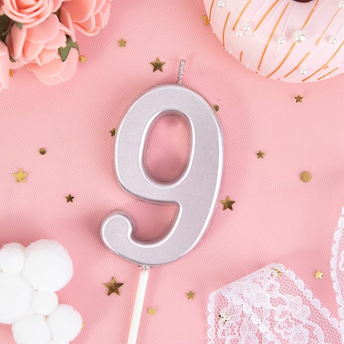 PHD CAKE 2.76 Inch Modern Rose Gold 9 Number Birthday Candles, Rose Gold Number Candles, Cake Number Candles, Party Celebration