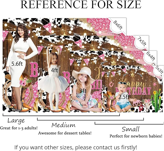 Mocsicka Western Happy Birthday Backdrop Brown Wood Kids Birthday Party Decorations Banner Rustic Old West Rodeo Photography Background Cowboy Party Supplies (Pink, 10x8ft(120x96 inch))