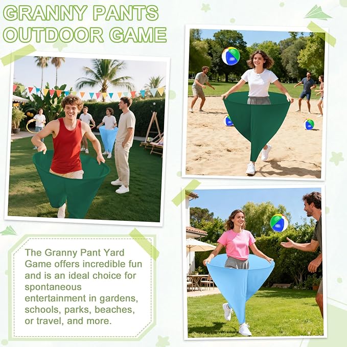 Granny Pants Yard Game Freaky Party Games Pants with Bouncy Balls and Air Pump Oversized Granny Pants Outdoor Game for Adults and Family Interactive Throwing Game for Group Gatherings