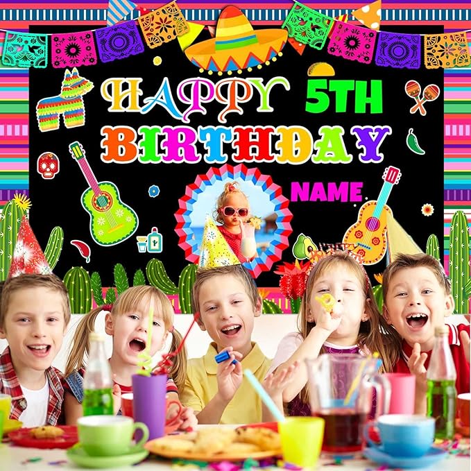 Custom Space Mexican Fiesta Carnival Happy Birthday Party Decorations Supplies Personalized Mexican Fiesta Carnival Birthday Backdrop Banner(6x9ft)