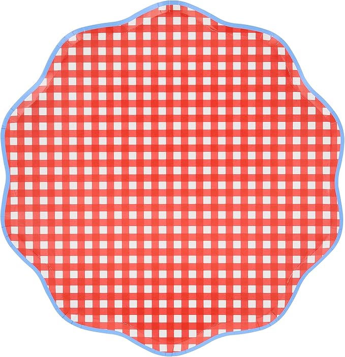 Meri Meri Easter Gingham Paper Plates (Pack of 12), Disposable Plates for Party, Easter Party Decorations