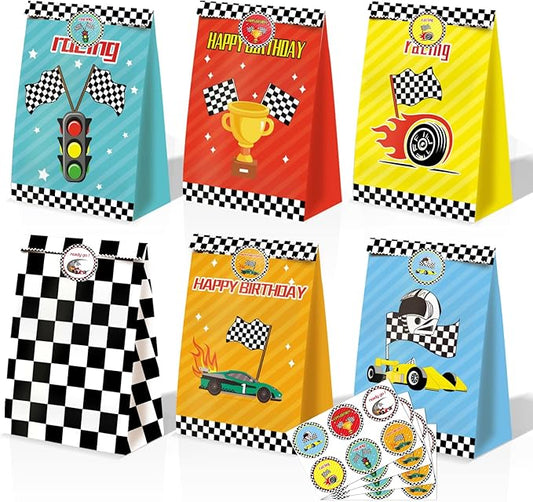 Race Car Gift Bags 24 Pcs Race Car Party Supplies Cars Theme Birthday Party Decorations Car Goody Bags Racing Birthday Party Supplies