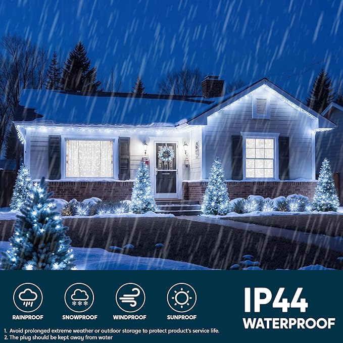 Joiedomi 1200 LED Christmas String Lights Outdoor,394 FT Cool White Fairy Light with Remote 8 Modes Timer, Plug in PVC Clear Wire Lighting Decor with Reel for Indoor Dorm Classroom Bedroom Holiday