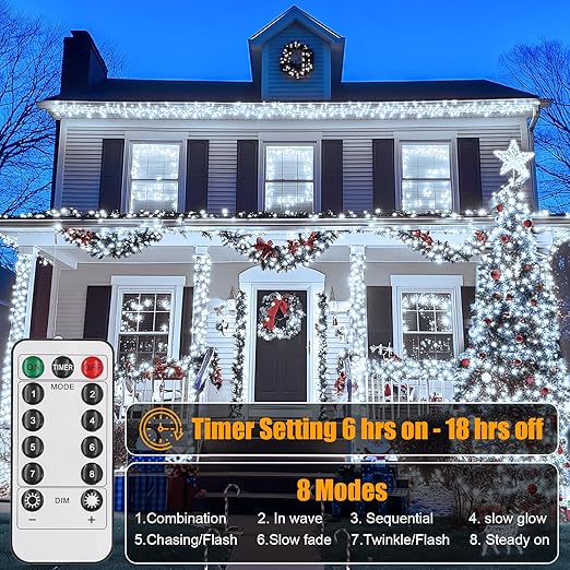 4 Pack Fairy Lights Battery Operated with Remote, 33FT 100LED Waterproof Twinkle String Lights with Timer & 8 Modes,for Indoor Outdoor Patio Garden Wedding Party Christmas Decor-Cool White