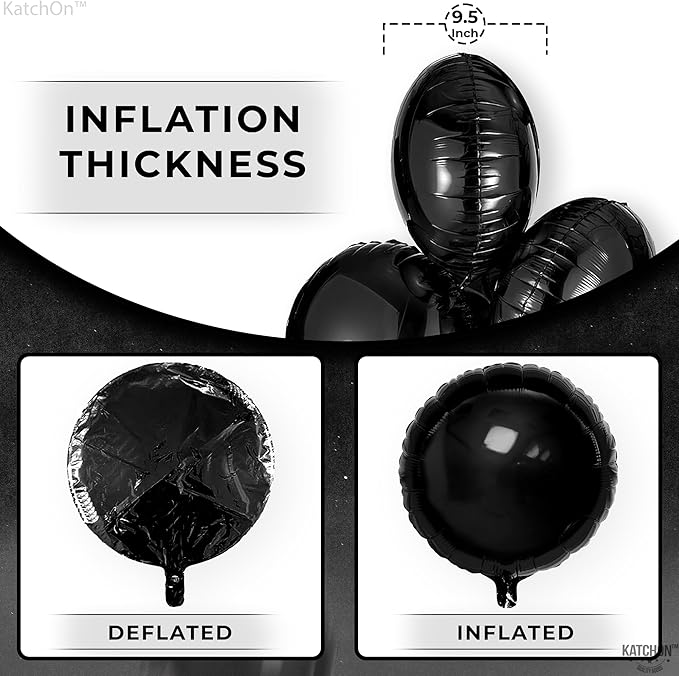 KatchOn, Big Black Balloons - 18 Inch, Pack of 6 | Foil Balloons for 2026 Graduation Decorations | Black Birthday Decorations | Mylar Balloon | Graduation Party Decorations | Grad Party Decoration