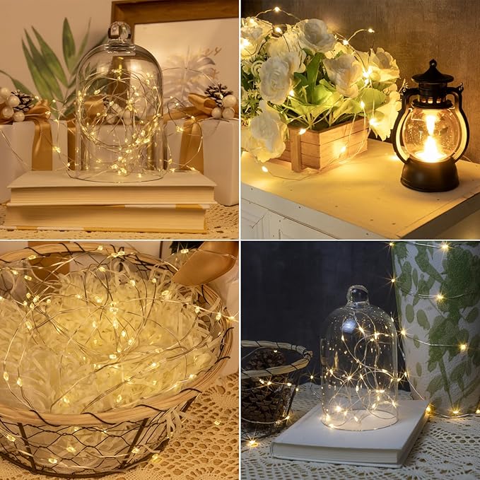 Fairy Lights Plug in,2Pack 100FT 300LEDs Waterproof Led String Lights,8Modes Remote Twinkle Light for Outdoor Indoor Christmas Wedding Birthday Garden Party Decorations,Silver Wire,Warm White