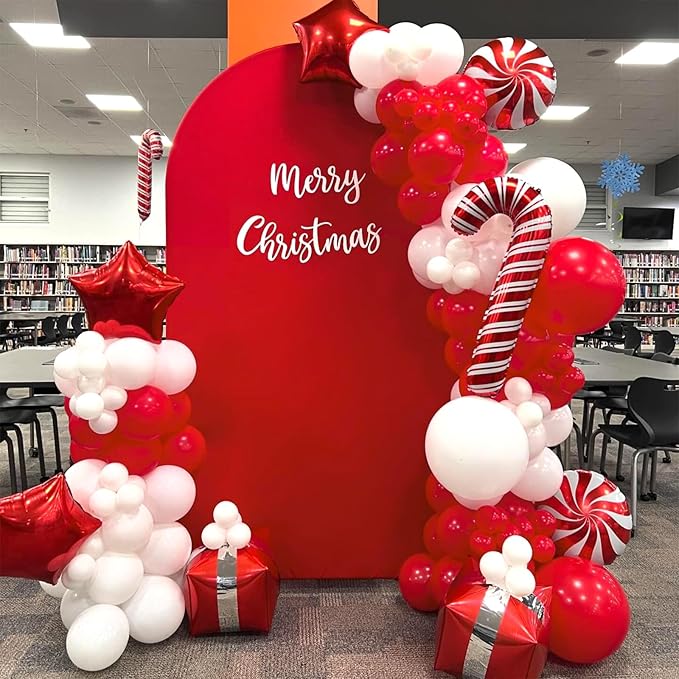 YAOWKY Red and White Balloon Garland Arch kit,124PCS 18 12 10 5 Inch Matte Red Matte White Christmas Latex Balloons and Red Confetti Balloons for Wedding Birthday Party Valentine's Day Decoration