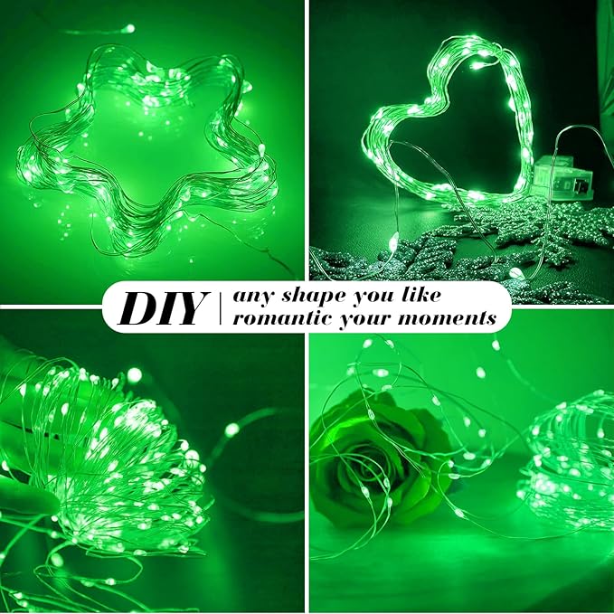 ZGWJ 8 Pack Fairy Lights Battery Operated, 7FT 20LED Mini Fairy String Lights Silver Wire 3 Modes for DIY, Parties, Wedding, Bedroom, Halloween Christmas Decoration- Green