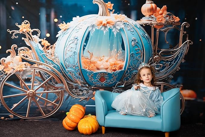 Kate Cinderella Backdrop for Photography Fairy Tales Princess Pumpkin Car Birthday Party Photoshoot Background Photo Studio Props 10x6.5ft