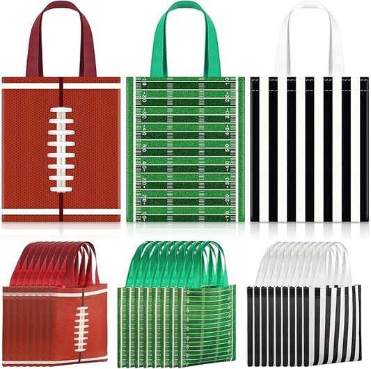 Photect 24 Pcs Football Non Woven Gift Bags Football Goodies Candy Treat Bags Sport Favor Bag for Sport Party Decorations Party Supplies