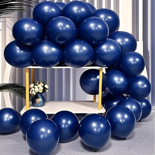 Firomi Navy Blue Balloons 12-inch 100 Pack Big Round Helium Dark Blue Thicken Latex Balloon for Wedding Birthday Graduation Party Backdrop Decorations (with 3 Ribbons)