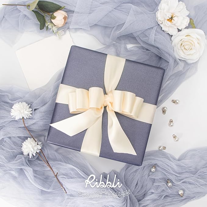 Ribbli Cream Double Faced Satin Ribbon,1” x Continuous 25 Yards,Use for Bows Bouquet,Gift Wrapping,Baby Shower,Floral Arrangement