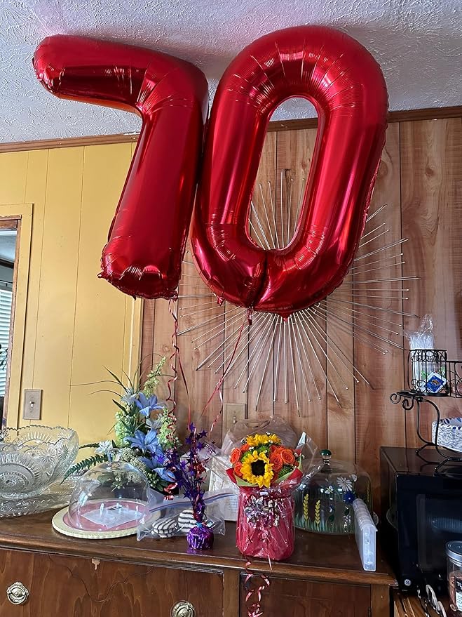 40 inch Number Balloon 0-9 Red Large Number 7 Balloons,Digital Balloons for Birthday Party Celebration Decorations Supplies, Helium Foil Number Balloons for Wedding Anniversary