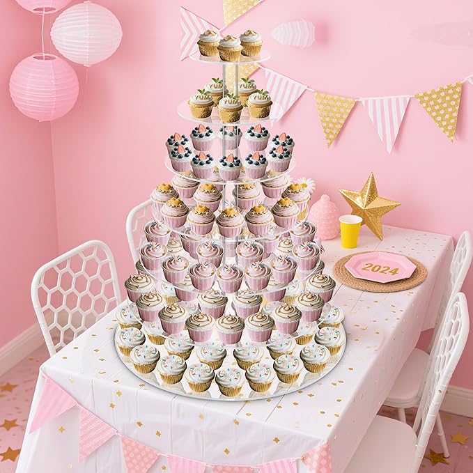 Cupcake Stand, 7 Tier Cupcake Tier Stand for 100 Cupcakes, Round Acrylic Cupcake Tower for Party, Dessert Table Stand for Wedding,Anniversary,Party