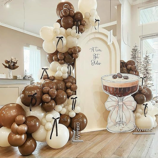 Espresso A Tini Bit Older Balloons Garland Arch Kit, 136Pcs Martini Birthday Party Brown White Balloons, Bridal Shower Bachelorette Wedding Decorations