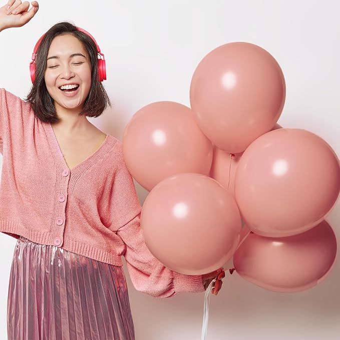 RUBFAC 129pcs Retro Pink Balloons Different Sizes 18 12 10 5 Inch, Latex Blush Balloon Garland Arch Kit for Valentine's Day Birthday Baby Shower Wedding Princess Boho Theme Party Decoration