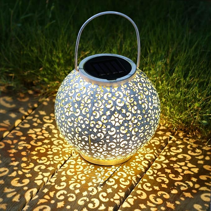 Outdoor Solar Big Lantern Waterproof Mothers Day Garden Gifts for Mom Women ,Solar Garden Lights for Backyard Table Walkway,Birthday Gifts for Grandma Wife (White,1Pack)