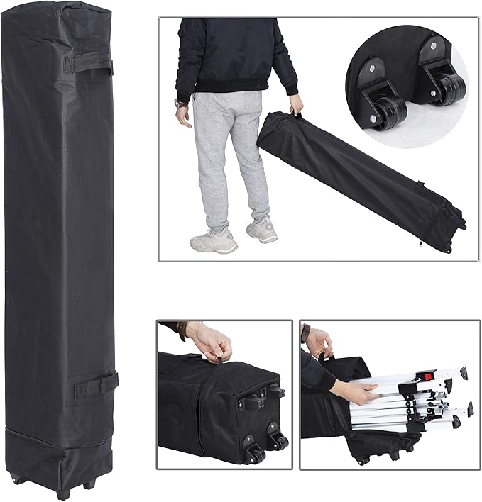 JupiterForce 10 x 10 Pop Up Canopy Tent Sun Protection Waterproof Instant Shelter Portable Folding Canopy with Roller Carry Bag, White