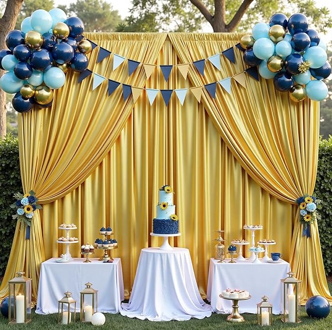 10x12ft Gold Sequin Backdrop Curtains, Wrinkle Free Shimmer Drapes Photography Background, 2 Panels 5x12FT Non-Shedding Glitter Sparkle Curtain for Wedding Birthday Christmas Studio Party Decoration