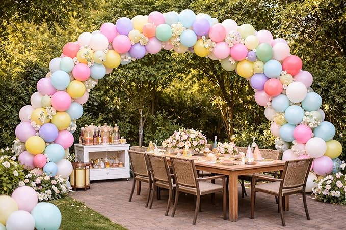 Pastel Balloon Garland Kit 120 Pack – Macaron Pastel Balloons with Strip, Glue Dots & Ribbon, DIY Balloon Arch Kit for Birthday, Baby Shower, Wedding & Party Decorations, 10 Inch Latex Balloons