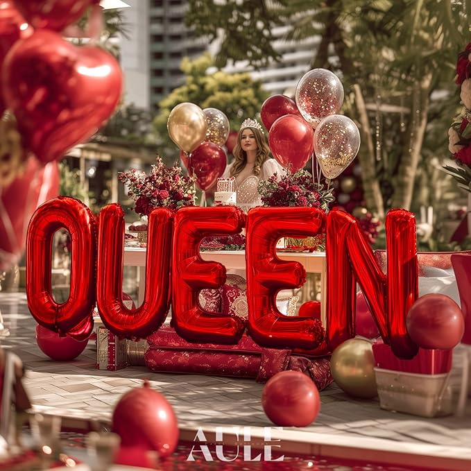 AULE red Letter Balloons Q 40Inch Large Giant big Foil Mylar red Q Balloon for Birthday Aniversary Party Decorations