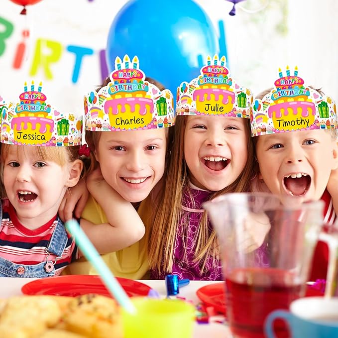 36 Pack Birthday Crowns for Kids Colorful Paper Party Hats Birthday Crown Set for Teachers Students Classroom