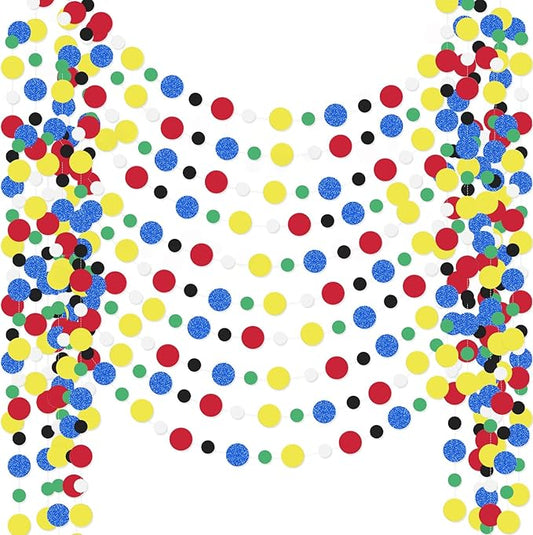 Outus 10 Pieces Colorful Circle Garland Banner Hanging Paper Dot Decorations for Classroom, Birthday Party, Baby Shower, Wedding Backdrop & Photo Booth Graduation Decor (Classic Color)
