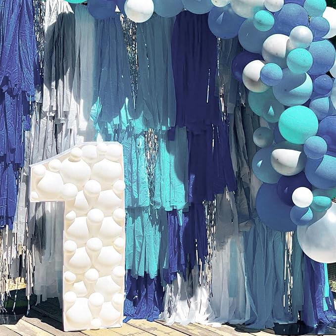PartyWoo Crepe Paper Streamers 4 Rolls 328ft, Pack of Crepe Paper Navy Streamers Party Decorations, Crepe Paper for Birthday Decorations, Party Decorations, Wedding Decorations (1.8 in x 82 Ft/Roll)