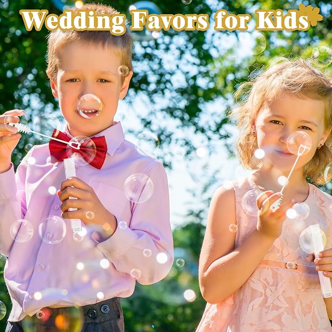 Bulk Mini Bubble Wands for Wedding 100 Count, Party Favors Supplies for Guest, Wedding Reception Send Off Activities Games for Kids & Adults, Non Candy Gift Bag Ideas Stuff for Engagement Anniversary