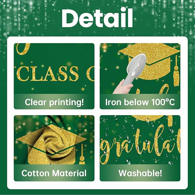 Mocsicka Class of 2026 Backdrop Green Gold Glitter Bokeh Graduation Party Background 2026 Congrats Grad Prom Party Cake Table Decoration Photo Booth Props (10x7ft)