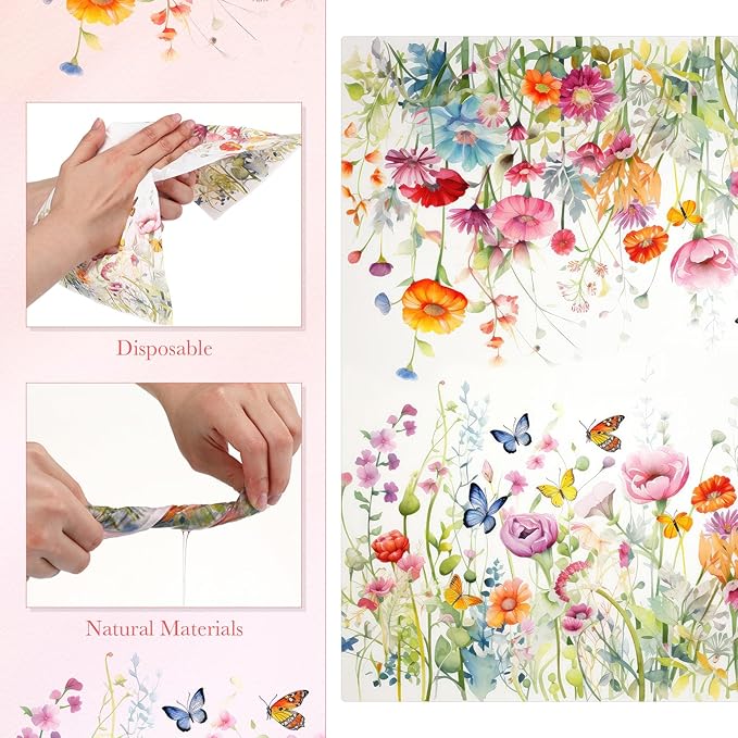 Zhehao 120 Pcs Wildflower Dessert Plates Flower 7 Inch Disposable Paper Plates and Napkins Bulk Floral Birthday Party Decorations Wedding Party Supplies