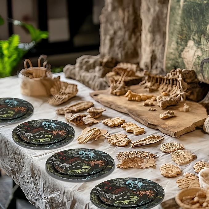 Dinosaur Fossil Birthday Party Decorations for 40 Guests – Dinosaur Dig Birthday Plates and Napkins– Fossil Theme Disposable Tableware Set