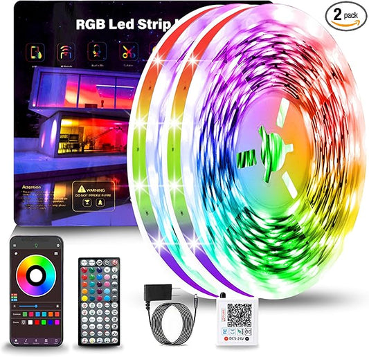 NBBUFF Led Lights for Bedroom 196FT(2 Rolls of 98ft), Music Sync Led Strip Lights with 60 Keys Remote and App Control, Color Changing RGB Led Lights for Room Kitchen Party Home Christmas Decoration