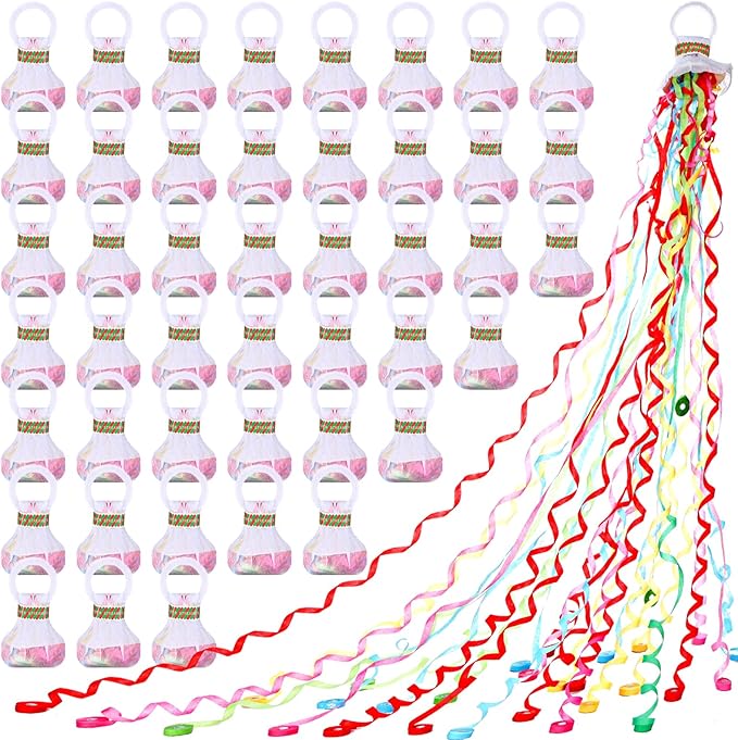 craftshou 120 Pcs Hand Throw Streamer Poppers Confetti No Mess Streamers Colorful Romantic Paper Crackers for Wedding Birthday Reception Graduation Party Celebrations Favors