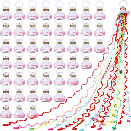 craftshou 120 Pcs Hand Throw Streamer Poppers Confetti No Mess Streamers Colorful Romantic Paper Crackers for Wedding Birthday Reception Graduation Party Celebrations Favors
