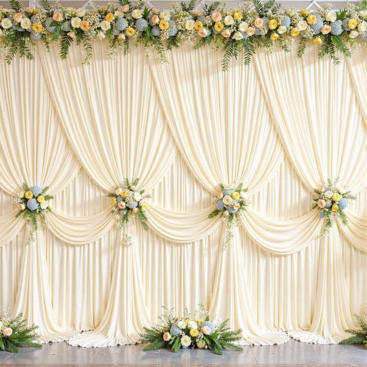 50ft x 10ft Wrinkle Free Champagne Wedding Backdrop Curtains for Party Bridal Shower Reception Decorations Champagne Fabric Curtain Backdrops Drapes for Photography Baby Shower Birthday Background