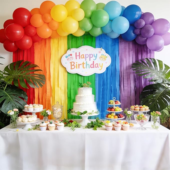 Oubest Rainbow Crepe Paper Streamers 6 Rolls, 3" x 50ft Each, Colorful Streamers Party Decorations for Birthday, Baby Shower, Wedding, Bachelorette Party, Graduation, Anniversary, Halloween, Christmas