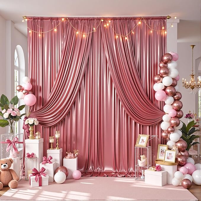 20x12FT Rose Gold Sequin Backdrop Curtain for Party - 4 Panels 5x12FT Wrinkle-Free Shimmer Drapes for Birthday, Wedding, Christmas, Decorations & Photography