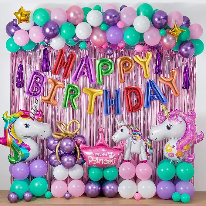 CANREVEL Happy Birthday Banner 13pcs 16 Inch Mylar Foil Letters Balloons Birthday Party Decorations for Kids and Adults - 3D Rainbow