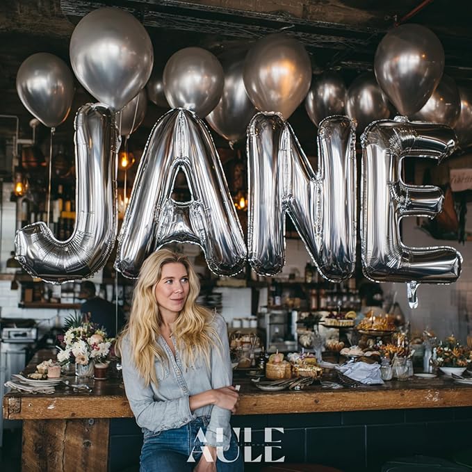 AULE 40 Inch Big Letter Balloon Silver A Large Foil Helium Alphabet Balloons A-Z for Birthday Anniversary Graduation New Year Party Decoration Supplies