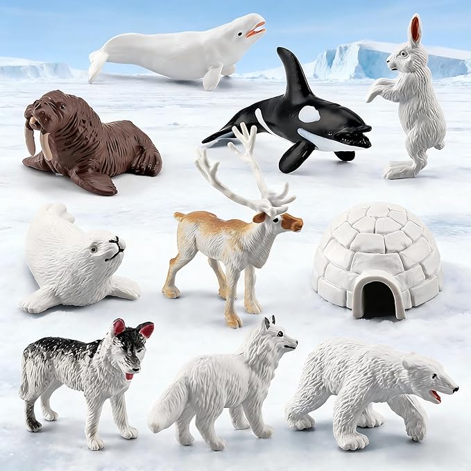 26 Pcs Cute Mini Arctic Animals Figurines Set Realistic Polar Tiny Penguin Animal Figurines Cupcake Cake Topper Christmas Birthday Gift Christmas Party Supplies Gift