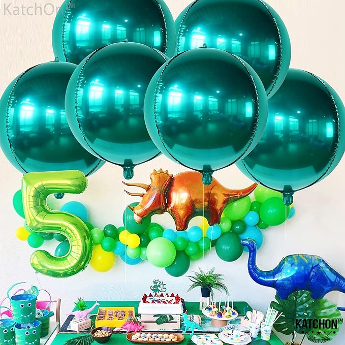 KatchOn, Emerald Green Balloons - Big 22 Inch, Pack of 6 | Dark Green Mylar Balloons for Emerald Green Party Decorations Emerald Green Foil Balloons for Graduation Decorations 2026 Jungle Party Decor