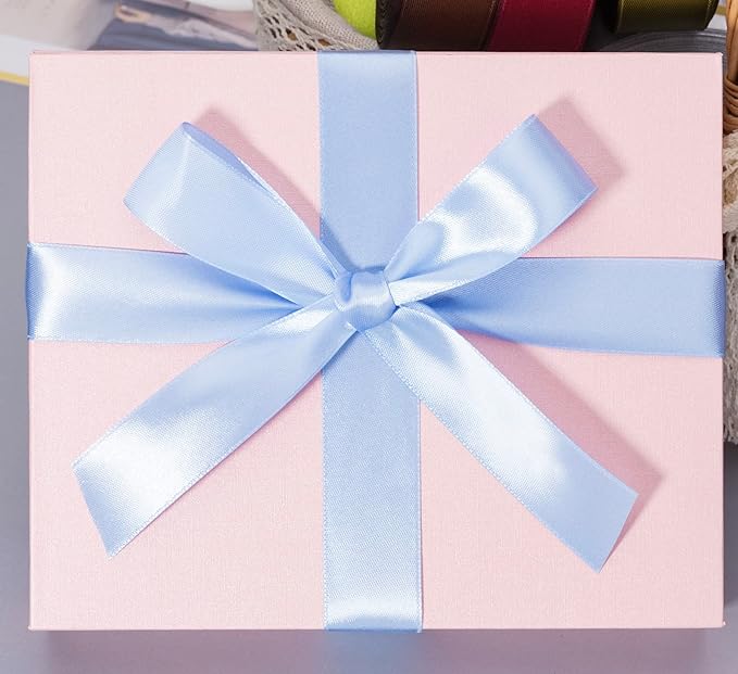 YASEO 1 Inch Sky Blue Solid Satin Ribbon, 50 Yards Craft Fabric Ribbon for Gift Wrapping Floral Bouquets Wedding Party Decoration
