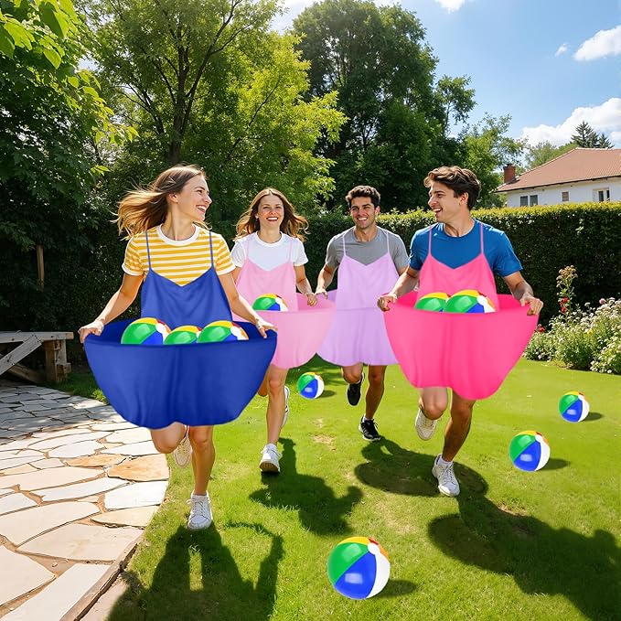 Granny Pants Outdoor Game, Granny Pants Yard Game for Adults with Bouncy Balls and 1 Air Pump (Random Colors), Granny Pants Game Granny Skirt Outdoor Game for Family Reunion Team Game Party