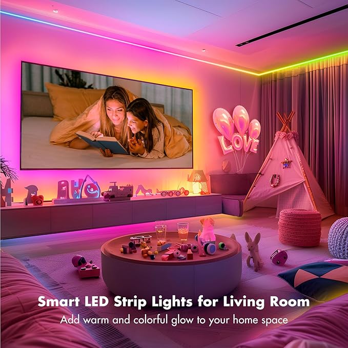 MFWW Smart IC RGB Strip Lights, 32.8FT LED Lights Multiple Colors on One Line, App+Remote Control, Timing, Multimodal, Music Sync, Color Changing Lights for Bedroom, Party Home Decor