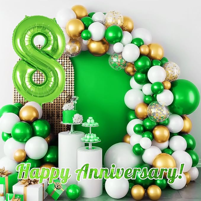 Green Number 8 Balloon 40 Inch, Big Large Foil Helium Number Balloons, Jumbo Giant Mylar Number 8 Balloons for 8 Year Old Birthday Party Decorations Supplies Anniversary Celebration