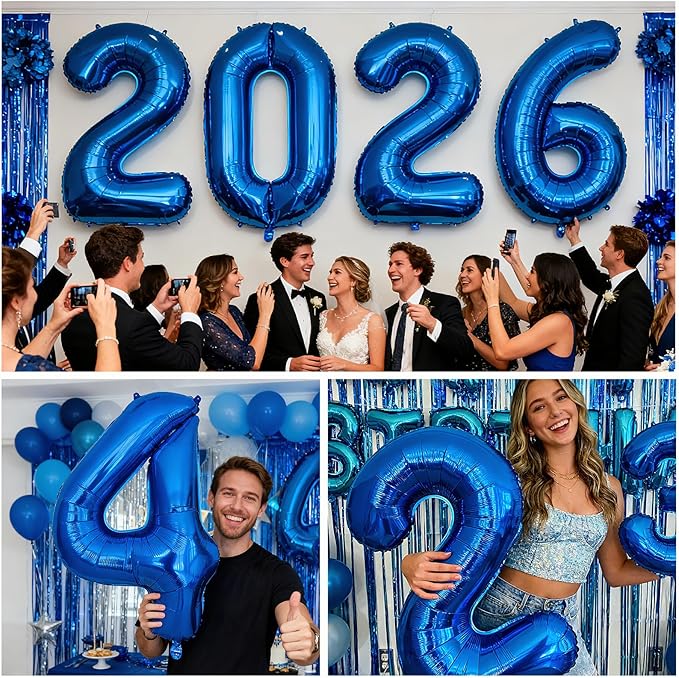 40 Inch Navy Blue 5 Balloon for 5th Birthday Party, Blue Five Number Balloon 15 25 35 45 55 65 Birthday Decorations for Boys Girls Men Women, Helium Giant Foil Number 5 Balloon